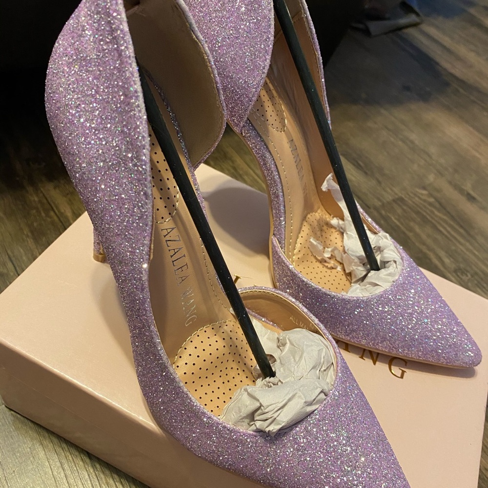 Purple and pink sparkle heels